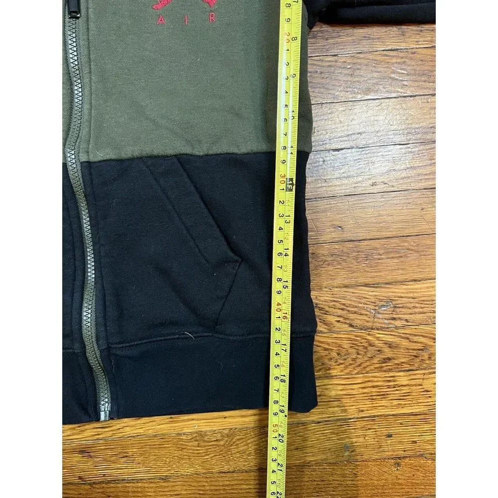 Nike Jordan Olive Green/Black Hoodie Youth Small Hooded Sweatshirt‎ Full Zip Up